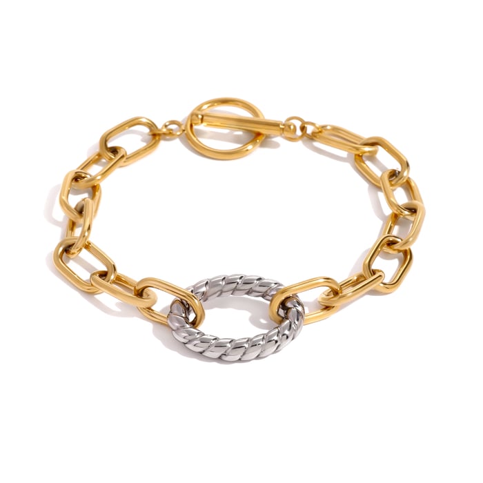 1 Piece Simple Series Classic Geometric Stainless Steel  Gold Color Women's Chain Bracelet 